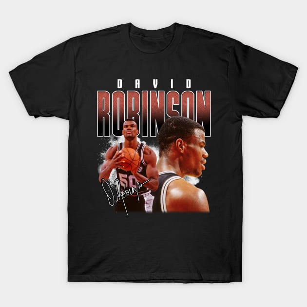 David Robinson Basketball Legend Vintage Signature Retro Bootleg Style T-Shirt by Koch Sean